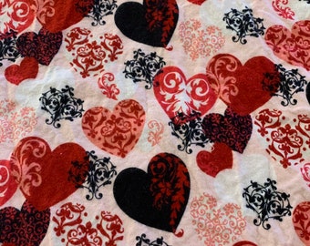 Heart print flannel cotton fabric.    3/22.