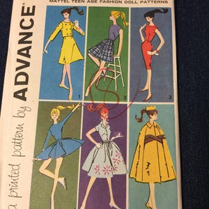 Vintage 1961 Barbie Clothes Pattern Reproduction Advance 9938