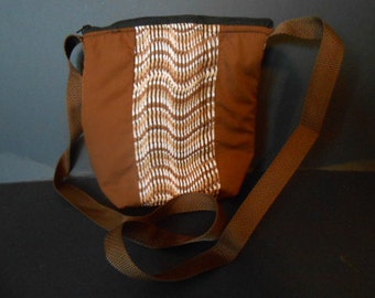 Brown abstract print,   over the shoulder/chest  purse, or diaper bag