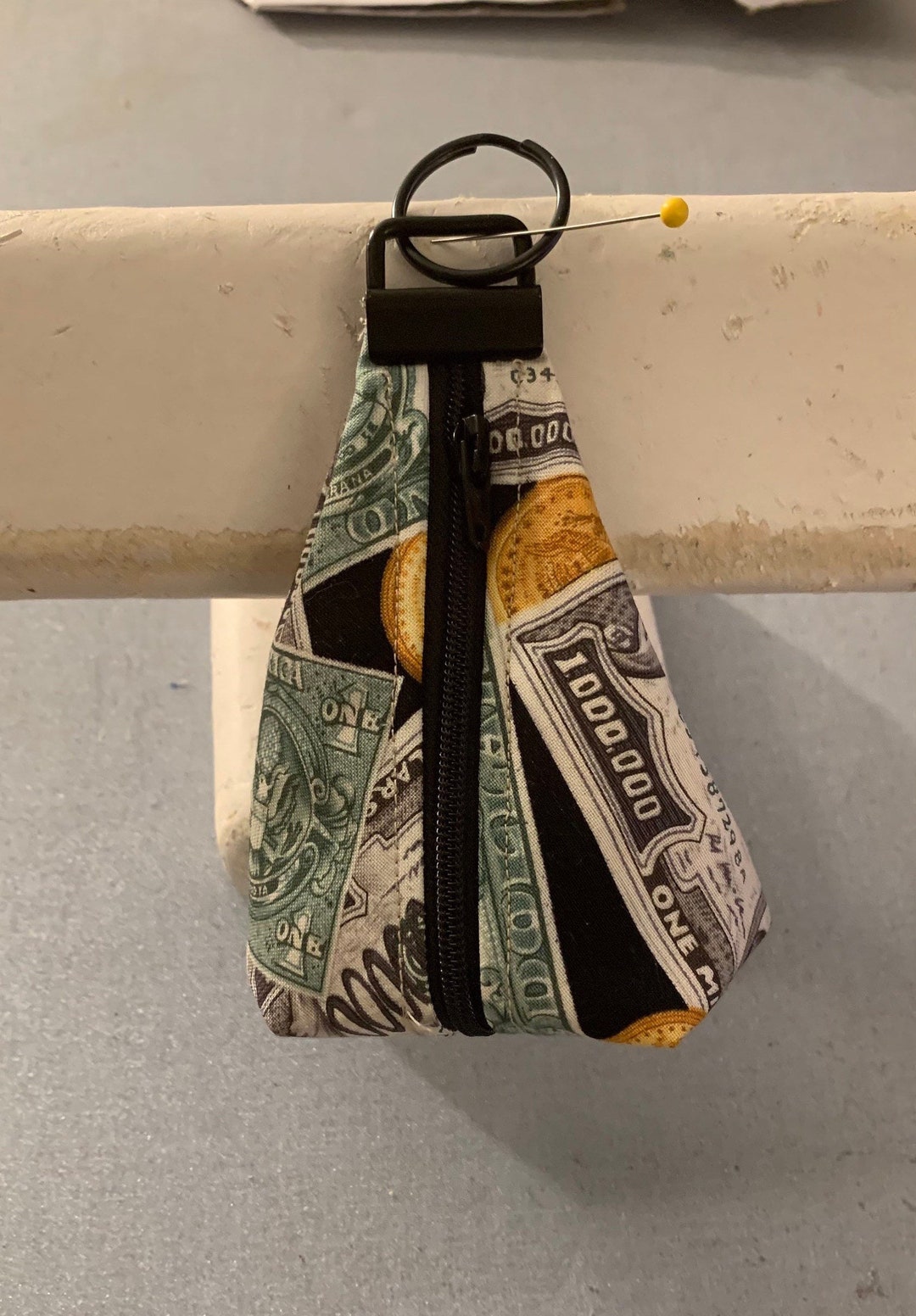 Key Fob Zipper Pouch, Money Print, 2/23 Etsy