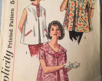 Simplicity 3344, Materity tops, sewing pattern, Blouse, vintage, size 11