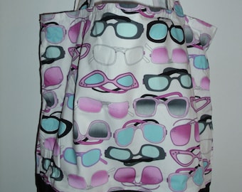 Handmade tote bag, sunglasses themed,  Spring Cleaning sale was 15.00 Now 10.00