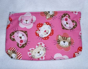 Cosmetic bag, Wipe case, Pacifier case, Jewerly holder, cats, pink