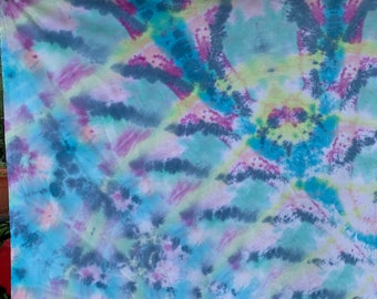 Tie dyed, hand done, 34” x 37”tie dyed fabric, unique design, one of a kind, sunset, sky