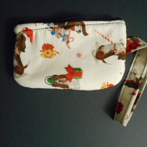 Wristlet Purse, wallet, change, make-up case, bassett hounds, Christmas image 1