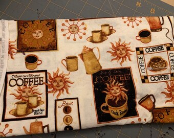 Vintage, coffee themed fabric