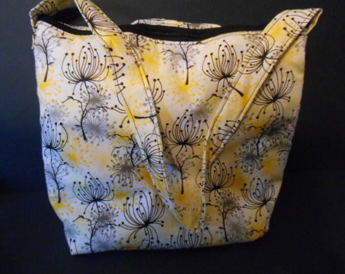 Handmade Yellow Black Grey Flower Print Over the Shoulder Etsy