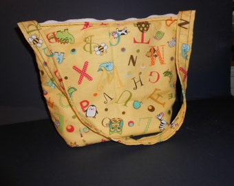 Diaper bag,  over the shoulder, Alphabet print