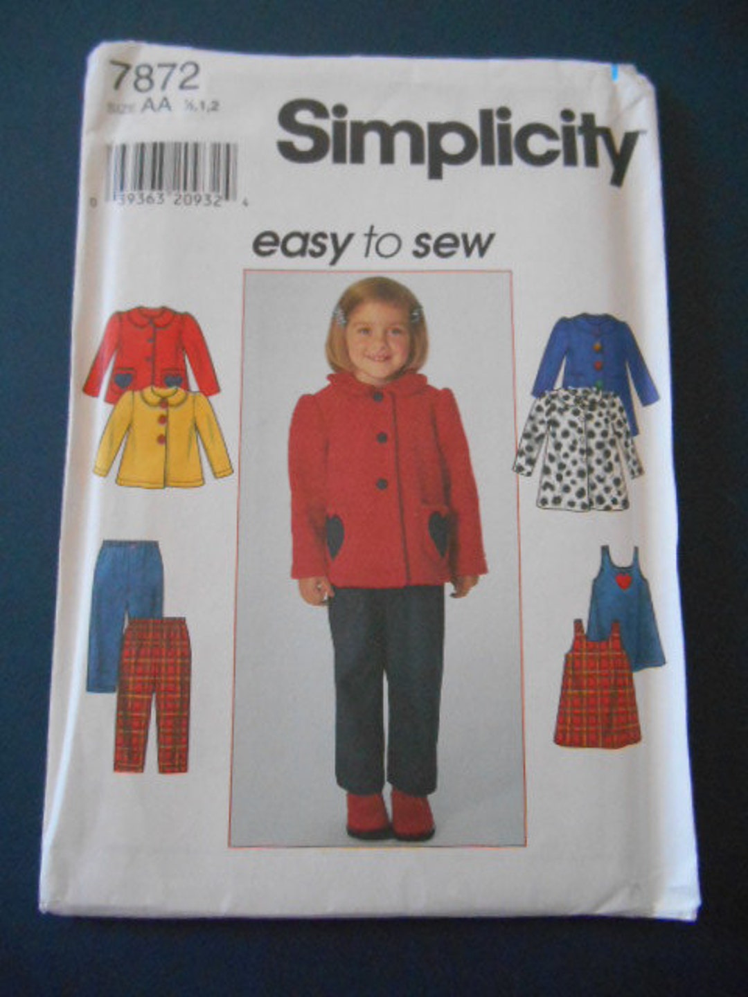 Simplicity 7872 Toddler Jumper Pant Jacket Size 1/2 1. 2 - Etsy