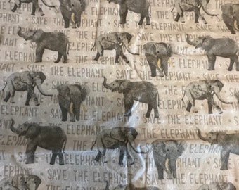 Cotton flannel fabric,  the elephant, gray elephants, zoo animals    4/24