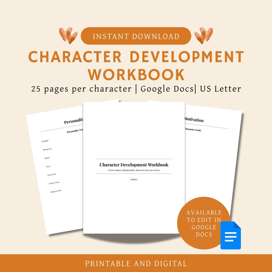 Character Development Workbook, Novel Writing Guide, Author Planner ...