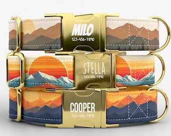 Personalized Mountain Dog Collar, Custom Outdoor Print, USA Handmade, TPCCZ-20