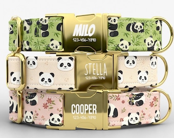 Personalized Panda Dog Collar, USA Handmade, Durable Metal Buckle, TPCCZ-33