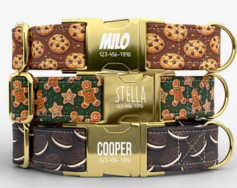 Personalized Cookie Dog Collar, Personalized, USA Handmade, Durable Metal Buckle, TPCCZ-49