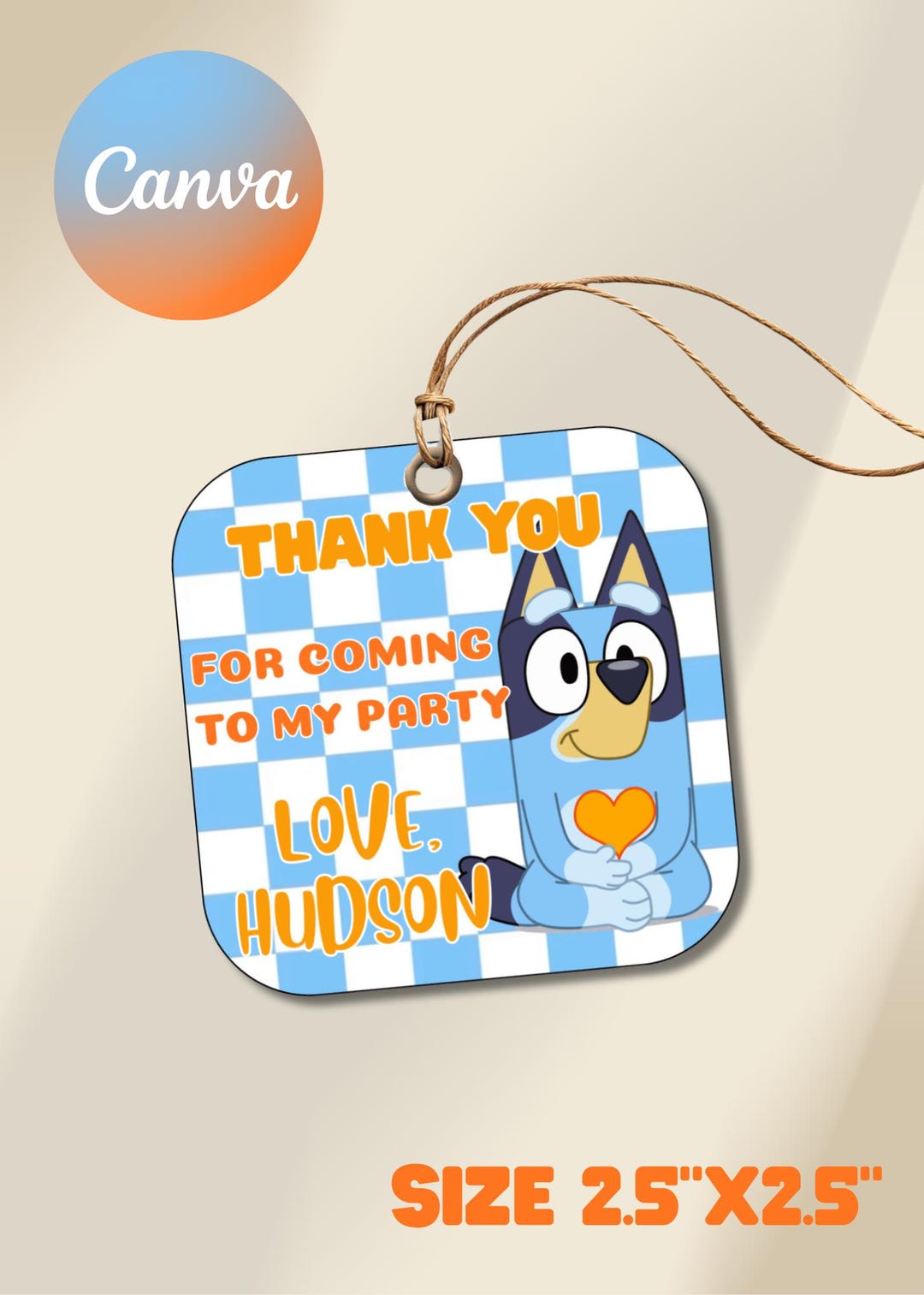 Bluey Birthday Thank You Card | Editable Canva Template (digital ...
