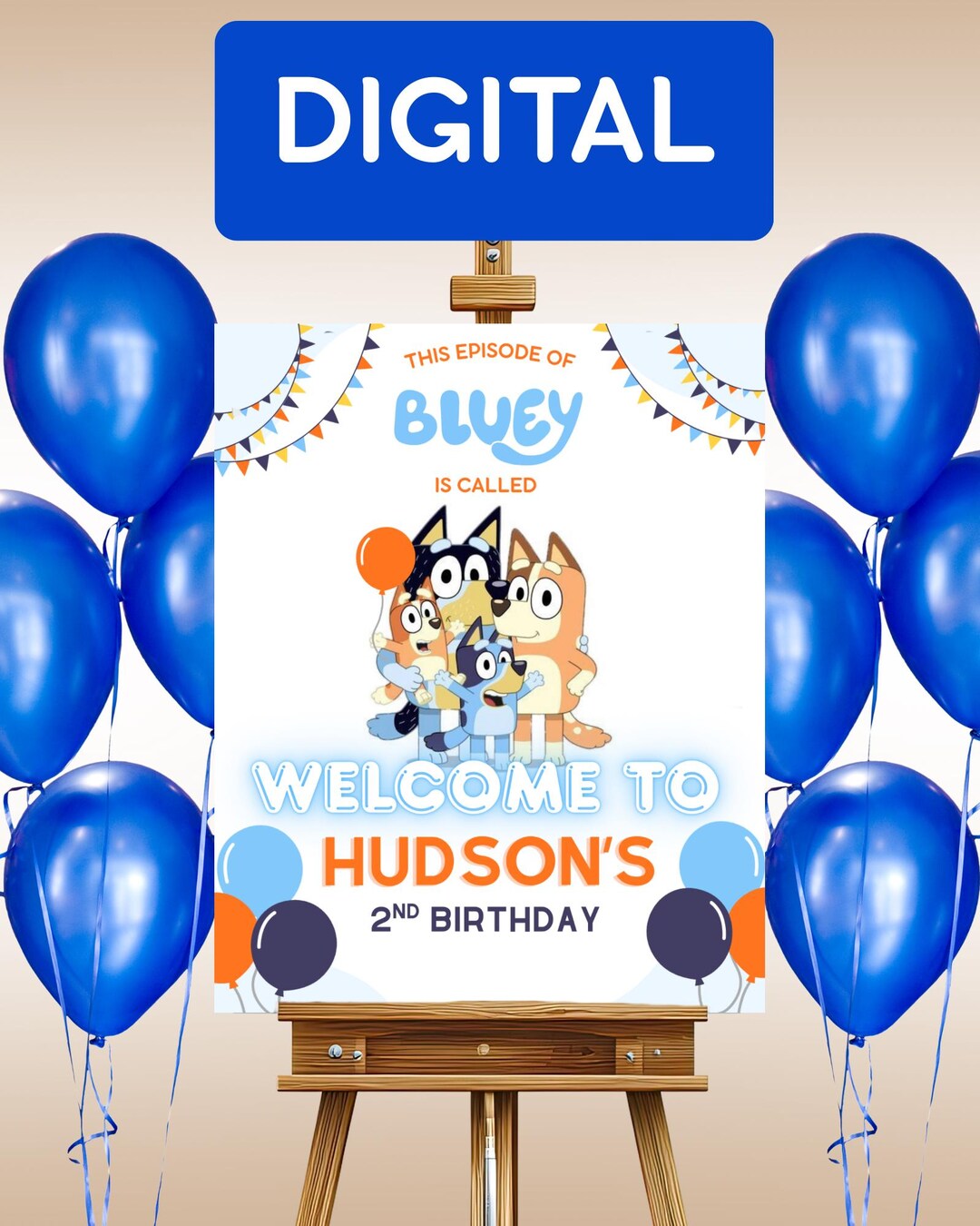 Bluey Welcomesign Bluey Welcome Sign | Bluey Birthday Party Welcome Sign | Editable Canva ...