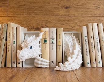 White Dragon Book Nook and Dragon Bookends, Fantasy Bookshelf Insert, Booktok Bookish Gift for Her, Fourth Wing Decor, DnD DM Screen Set