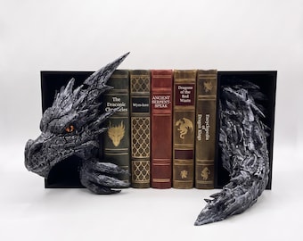 Lightning Dragon Book Nook | 3D Printed Fantasy Shelf Decor | Mythical Creature Bookend | Unique Gift for Readers | Dragon Statue