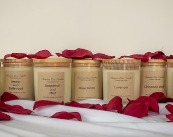 Velas de cera de soja vertidas a mano