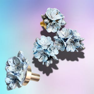 Drawer Knobs Oversized  Floral Cabinet Pulls, Boho Dresser Knobs Hardware, Furniture Accessories