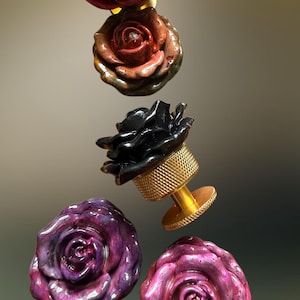 Handgefertigte Schubladenknäufe, florale Schrankknäufe, Boho-Möbelknöpfe, Möbelzubehör