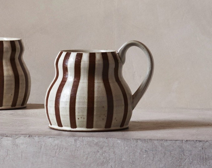 Aimee Song Creator Collab - Mug - White and Brown Striped