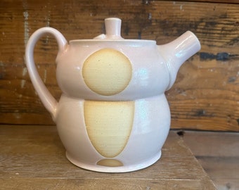 Teapot - Soft Pink with Beige Geometrics