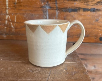 Mug - Warm White with Orange Triangles