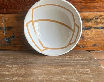 手作りのボウル - 白とオレンジのストライプ柄