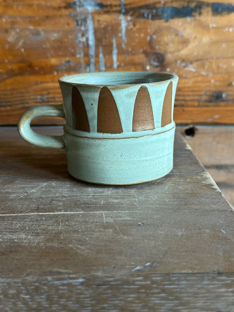 Espresso Cup Blue and Brown Clay Patterned image 4