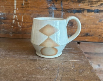 Mug - Warm White with Orange Geometrics