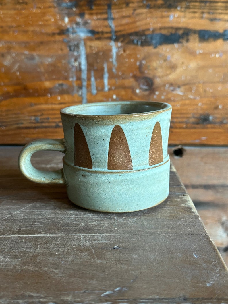 Espresso Cup Blue and Brown Clay Patterned image 2