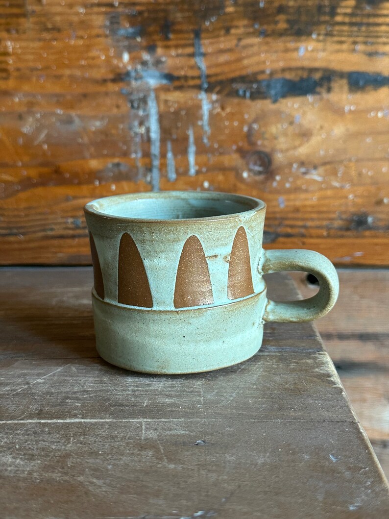 Espresso Cup Blue and Brown Clay Patterned image 1