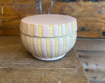 Salt Box - Pink with Beige Stripes