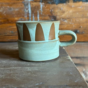 Espresso Cup Blue and Brown Clay Patterned image 3