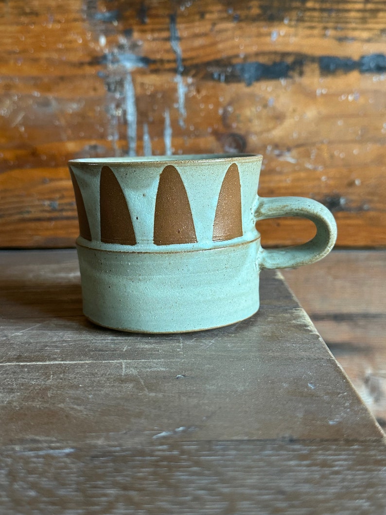 Espresso Cup Blue and Brown Clay Patterned image 3