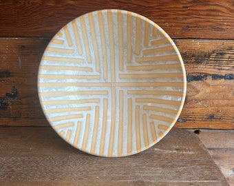 Serving Bowl - Soft white with Orange Stripes