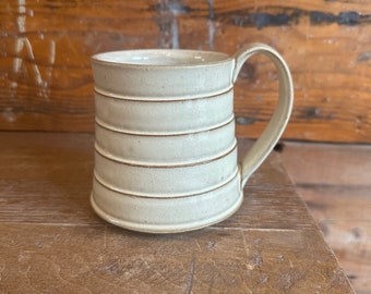 Mug - Warm White with Brown Stripes