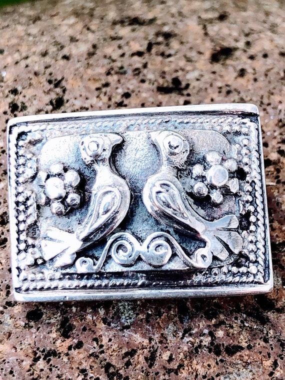 Antique/ vintage sterling silver twin bird brooch 