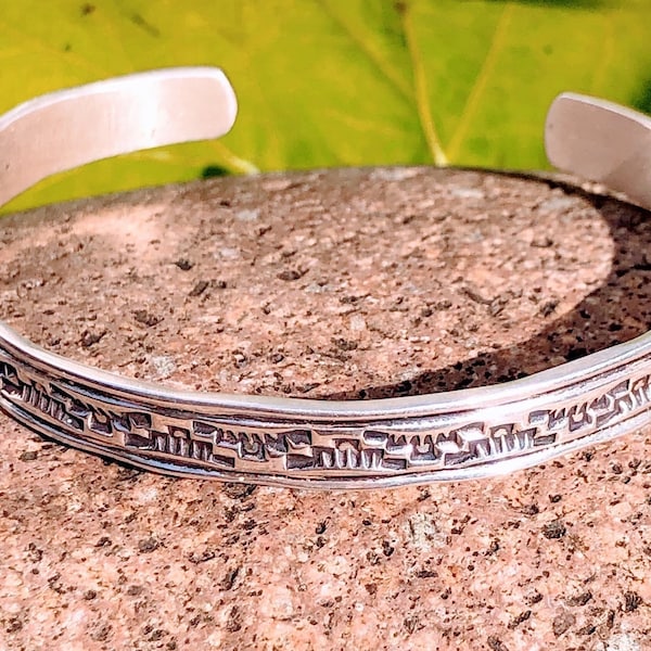 Rare!! Early Antique Carmelo Patania Anglo Native Sterling Silver Stampwork cuff bracelet signed “CP Navajo silver”