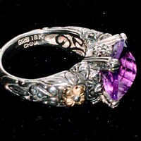 Потрopeaющ ющ орненый аетист, золото 18 карат, серебро 925 пробы, колцц Barbara Bixby N1/2 - шш 6,5, поо modi