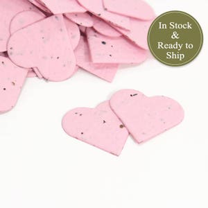 50 - 1" Soft Pink Plantable Seed Paper Confetti Hearts | Unique Wedding Favors Idea | Bridal Shower Favors | Baby Shower Favors | Valentines
