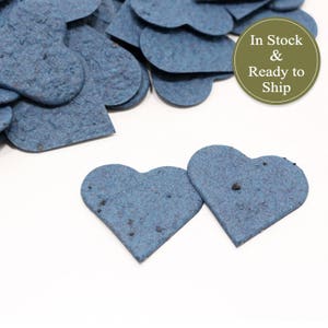 50 - 1" Midnight Navy Blue Plantable Seed Paper Confetti Hearts | Wedding Favors Idea | Bridal Shower Favors | Baby Shower Favors | Gift Tag