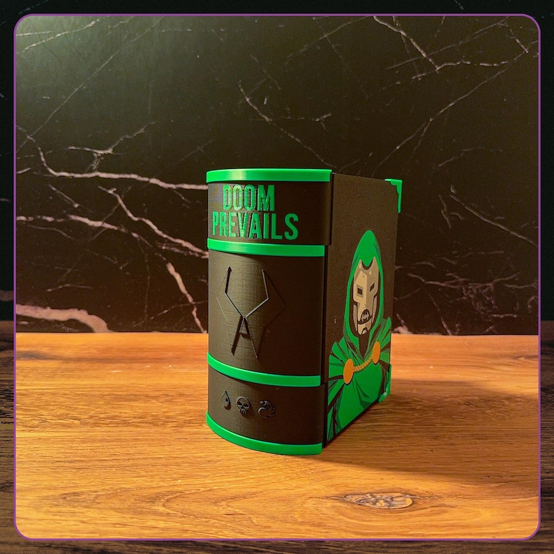 MTG Commander Deck Box, Doom Prevails, Marvel Inspired Deck Case, 3D Printed, Dice Storage, Magnetic Closure, 100 Sleeved Cards image 5