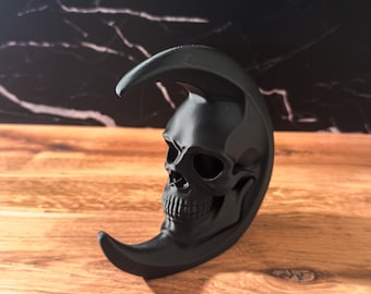 Skull Moon Bookend – Gothic 3D Printed Bookshelf Decor (Single or Pair)