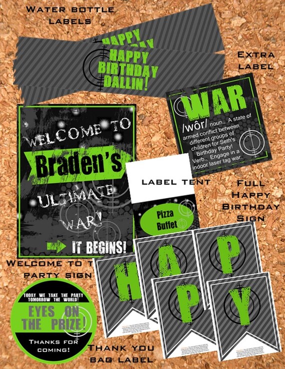 Items similar to Laser Tag birthday party accessories (you print) on Etsy