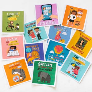 Biglietti per la merenda: 52 biglietti di incoraggiamento a tema religioso per bambini / Stampabili cristiani / Download digitale immediato