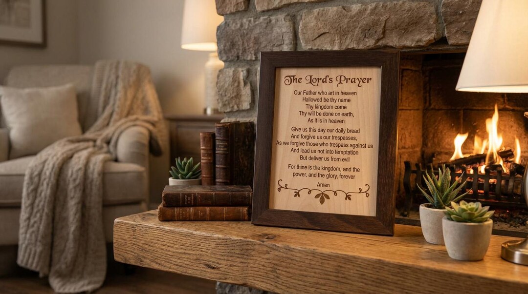 The Lord’s Prayer Engraved Wood Sign – Our Father Prayer Wall Art ...