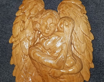 Angel holding a child CNC 3D Carved