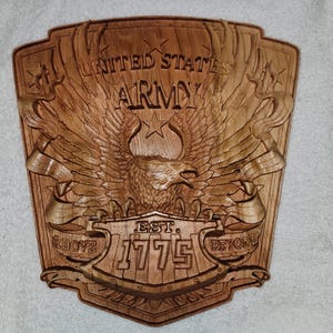 Carved US Army Cherry Plaque: Eagle 1775